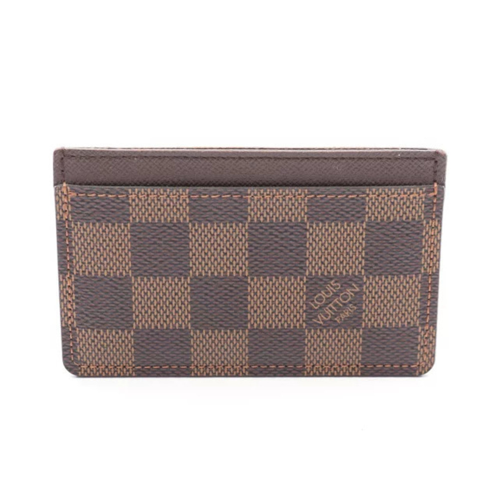 Louis Vuitton Portecarte Card Case Wallet Leather Damier Brown